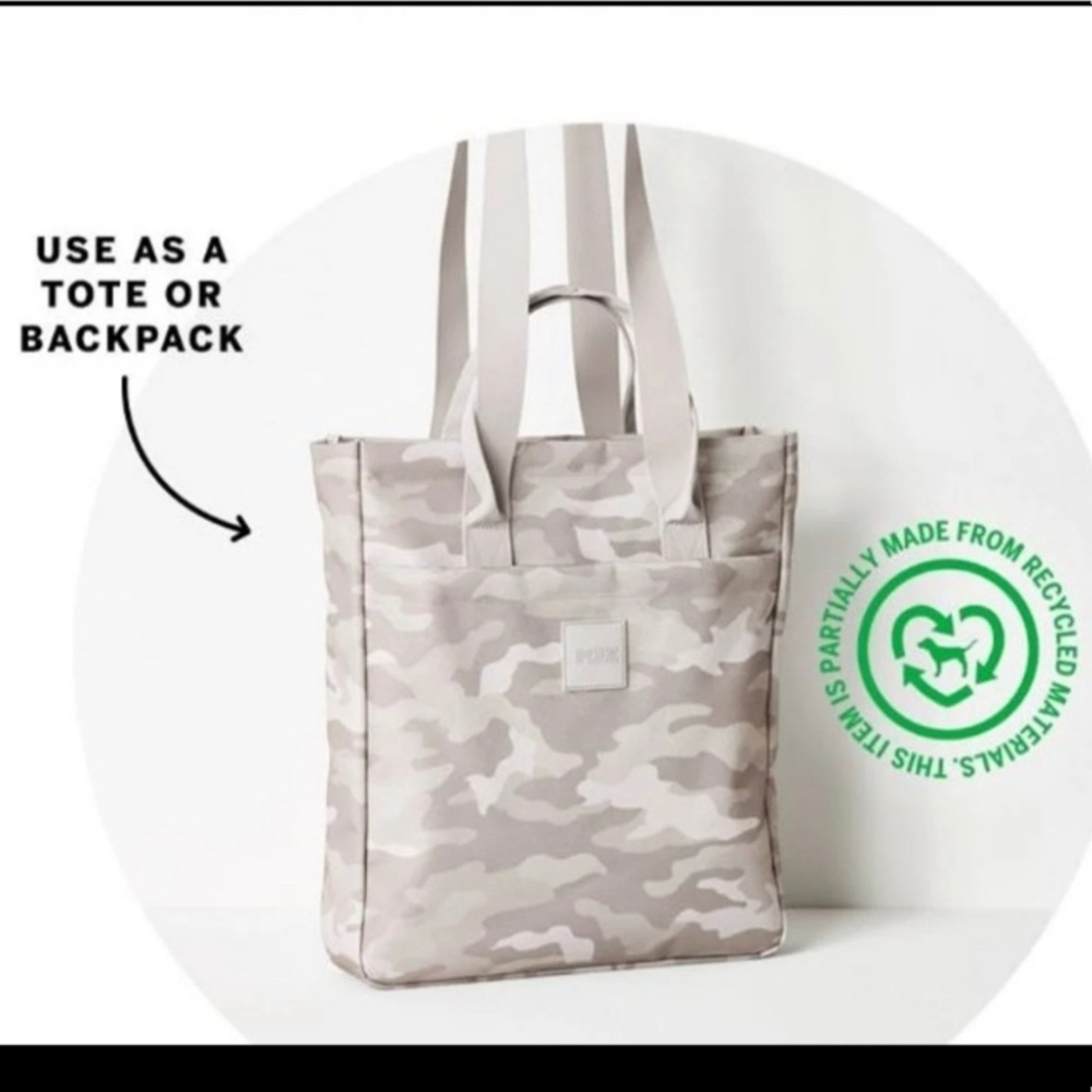 VS PINK white camo gym bag
